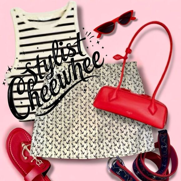 J. Crew Skirt Y2K Ivory Black Anchor Print 100 Cotton Mini Classic Preppy Size 6 - Picture 7 of 16